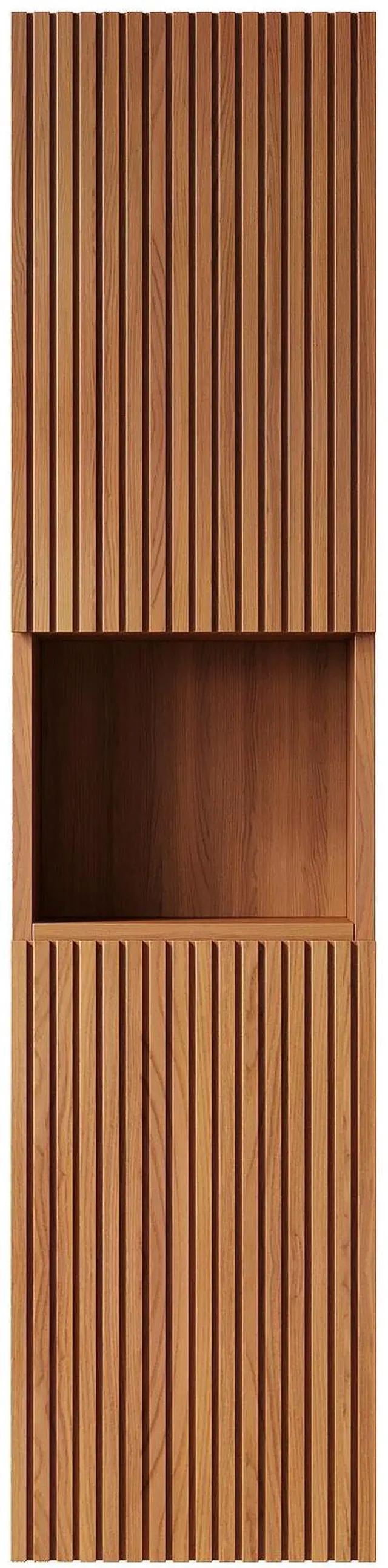Main image of MITCH 59" Tall Bathroom Wall Mounted Cabinet, Narrow Storage Cabinet with Doors and Shelves, Suitable for Small Spaces, Applicable to Bathroom, Living Rooms and Laundry, Brown Oak Woodgrain Color
