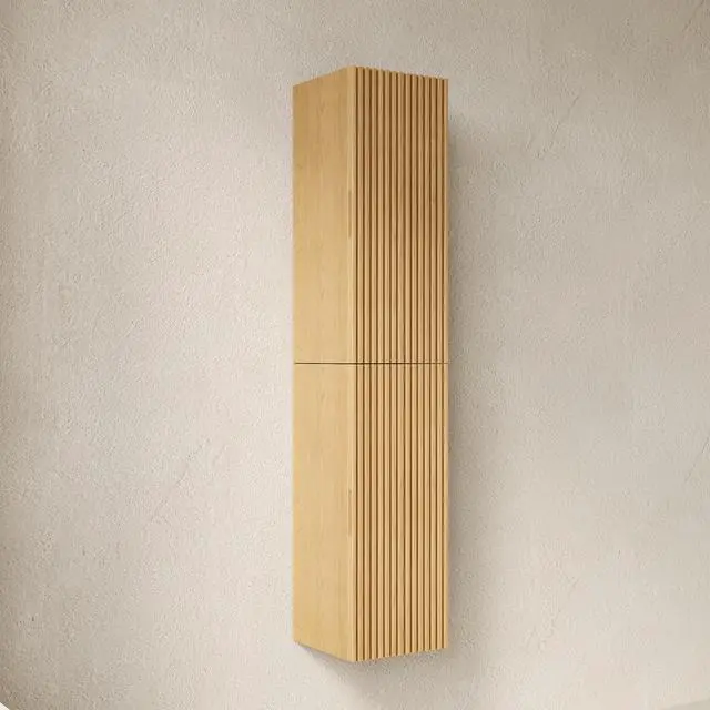 Alt view image 2 of 5 - BOI 59" Tall Bathroom Wall Mounted Cabinet, Narrow Storage Cabinet with 2 Doors, Suitable for Small Spaces, Applicable to Bathroom, Living Rooms and Laundry, Corolla Oak Woodgrain Color