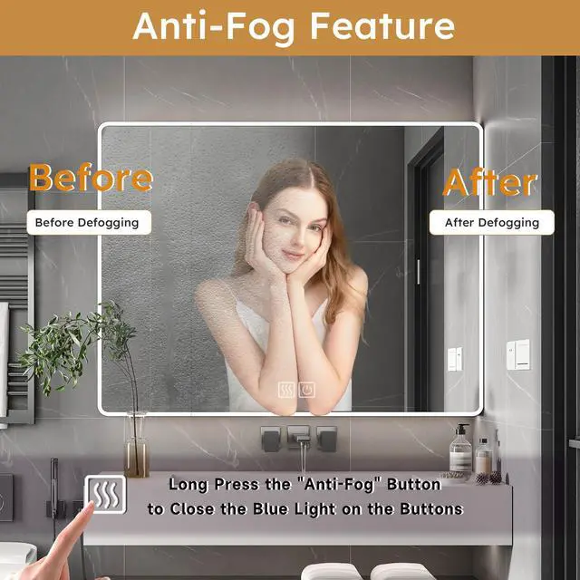 Alt view image 5 of 7 - Aluminium Medicine Cabinet Mirror, 35 x 28 Inches Medicine Cabinet with 3 Colors LED Light and Defogging Function, Bathroom Mirror Cabinet with Cosmetic Storage Rack and Hair Dryer Holder, Grey