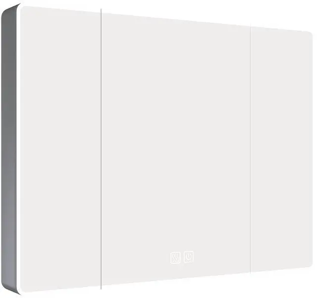Main image of Aluminium Medicine Cabinet Mirror, 35 x 28 Inches Medicine Cabinet with 3 Colors LED Light and Defogging Function, Bathroom Mirror Cabinet with Cosmetic Storage Rack and Hair Dryer Holder, Grey