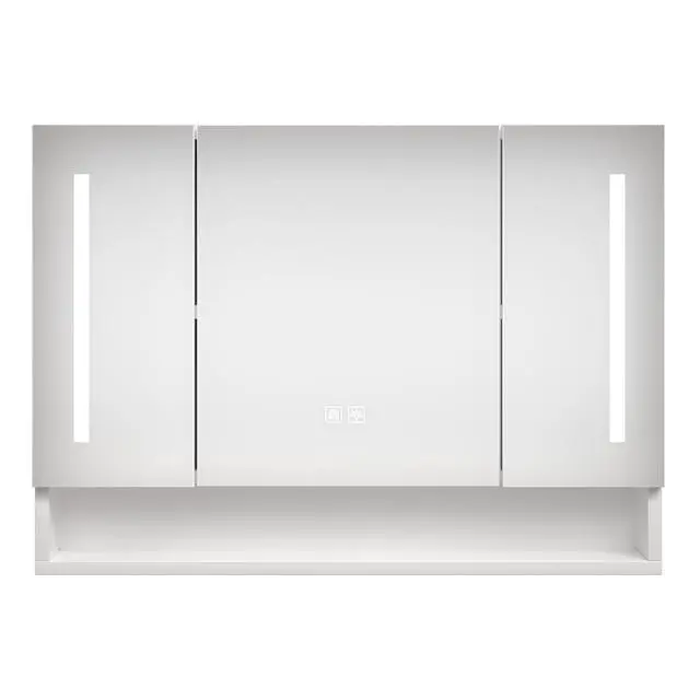 Alt view image 3 of 7 - Modern 39x28 inches Aluminium Bathroom Cabinets, Medicine Cabinets with Mirrors and LED Lights, Bathroom Storage Cabinet with Multilevel Storage Compartments