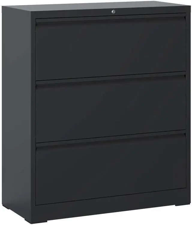 Main image of 3 Drawer Lateral File Cabinet, 35.4 Inch Wide Metal Filing Cabinet, Locking Heavy Duty File Cabinet for Home Office, Anti-Tip Safety Interlock, Vertical Storage for Letter/Legal/A4 Files, Black
