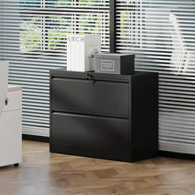 Alt view image 2 of 7 - 2 Drawer Lateral File Cabinet with Lock Heavy-Duty Metal Filing Cabinet for Home Office, Space-Saving Wide Storage for Letter/Legal/A4/F4, Silent Full-Extension Slides, Easy-Assembly