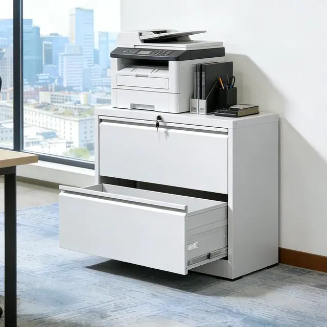 Alt view image 2 of 7 - Lateral File Cabinet 2 Drawer, 35.4 Inch Wide Metal Filing Cabinet for Home Office, Locking File Cabinet with Anti-Tip Interlock, Heavy Duty Steel Storage for Letter/Legal/A4 Files