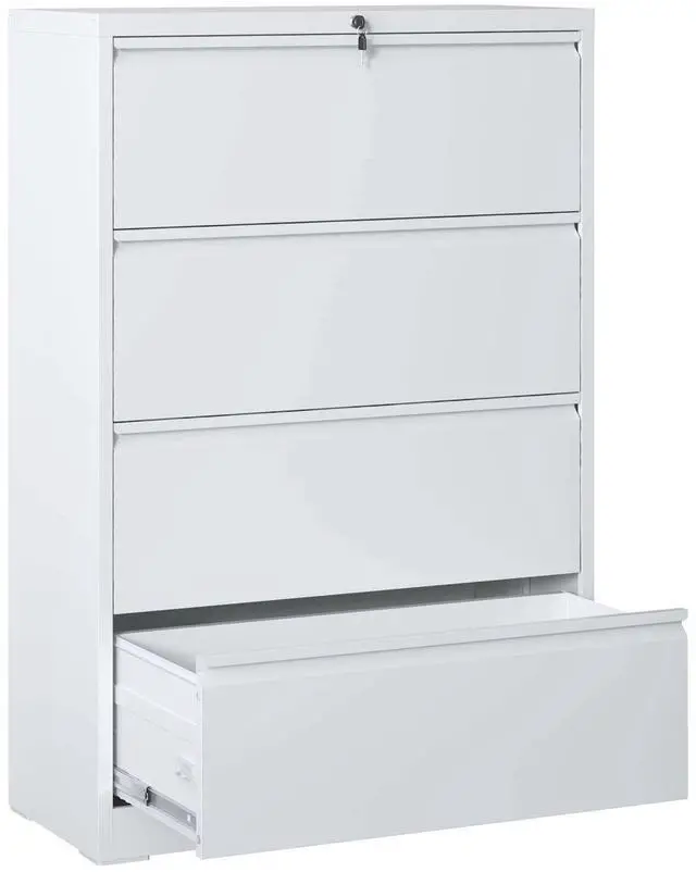 Main image of 4 Drawer Lateral File Cabinet, Heavy Duty Metal Filing Cabinet, 35.4 Inch Wide Locking File Cabinet for Home Office, Space-Saving Vertical Storage with Anti-Tip Interlock, for Letter/Legal/A4 Files