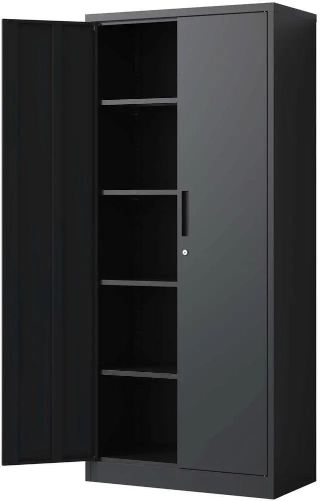 Main image of 72"H Metal Garage Storage Cabinet, Black Tool Steel Locking Cabinet with Doors and 4 Shelves, Tall Cabinets for Garage Storage Systems Lockable File Cabinet for Home Office, Classroom/Pantry