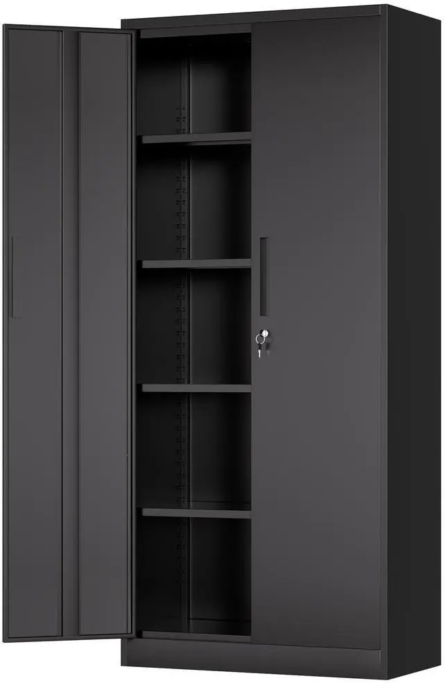 Main image of 71"H Metal Garage Storage Cabinet, Black Tool Steel Locking Cabinet with Doors and 4 Shelves, Tall Cabinets for Garage Storage Systems Lockable File Cabinet for Home Office, Classroom/Pantry