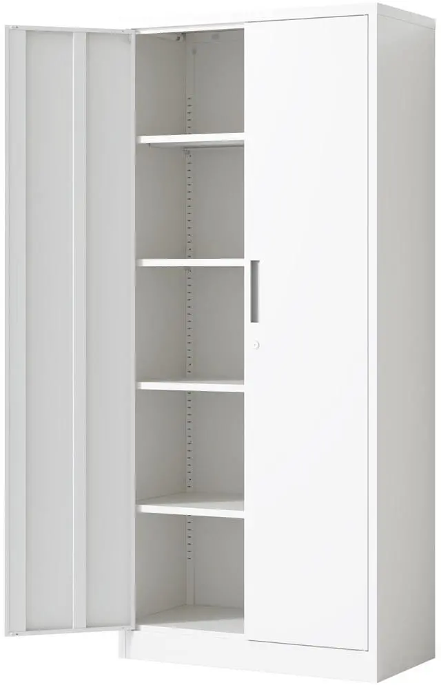 Main image of 71"H Metal Garage Storage Cabinet, White Tool Steel Locking Cabinet with Doors and 4 Adjustable Shelves, Tall Cabinets for Garage Storage Systems Lockable File Cabinet for Home Office,Classroom,Pantry