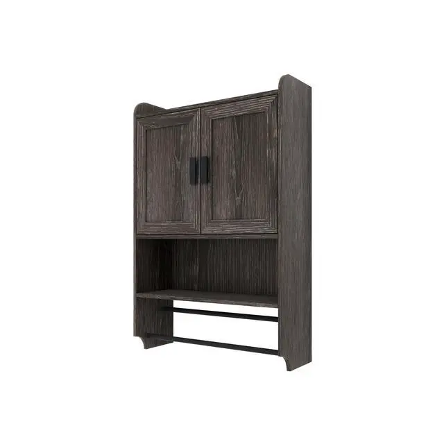 Alt view image 7 of 7 - Bathroom Wall Cabinet with Doors,Adjustable Shelf,Towel Bar and Paper Holder, Over The Toilet Storage Cabinet, Medicine Cabinet for Bathroom-Grey