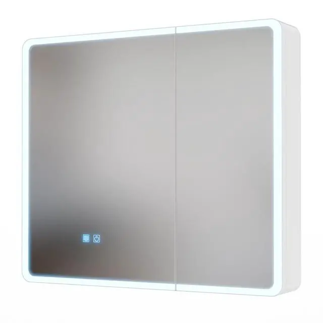 Alt view image 7 of 7 - LED bathroom medicine cabinet with single-color white light ,Anti-fogging ,Easy to install Aluminum-plastic cabinet.(31.50*27.56 Two Door)