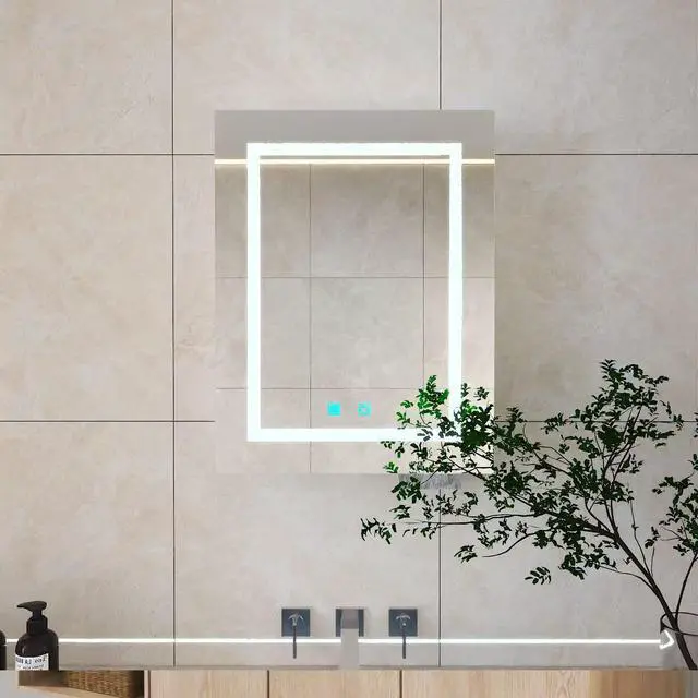 Main image of LED bathroom medicine cabinet with single-color white light,Anti-fogging ,Easy to install Aluminum cabinet.(25.59*19.69 One Door)
