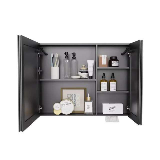 Alt view image 2 of 7 - LED bathroom medicine cabinet with single-color white light ,Anti-fogging ,Easy to install Aluminum cabinet.(31.50*23.62 Two Door)