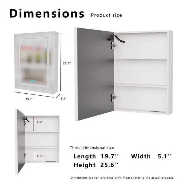 Alt view image 5 of 7 - LED bathroom medicine cabinet with single-color white light,Anti-fogging ,Easy to install Aluminum cabinet.(25.59*19.69 One Door)