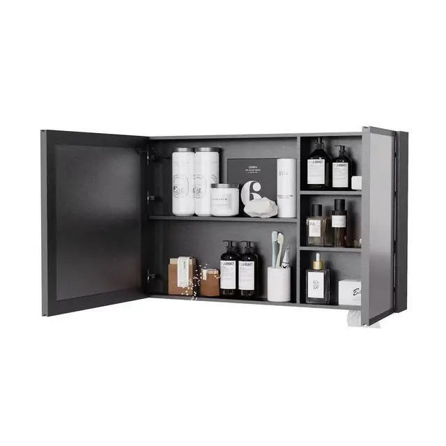 Alt view image 2 of 7 - LED bathroom medicine cabinet with single-color white light,Anti-fogging ,Easy to install Aluminum cabinet.(35.43*23.62 Two Door)