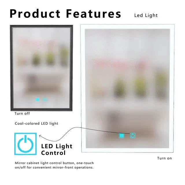 Alt view image 3 of 7 - LED bathroom medicine cabinet with single-color white light,Anti-fogging ,Easy to install Aluminum cabinet.(15.98*22.05 One Door)