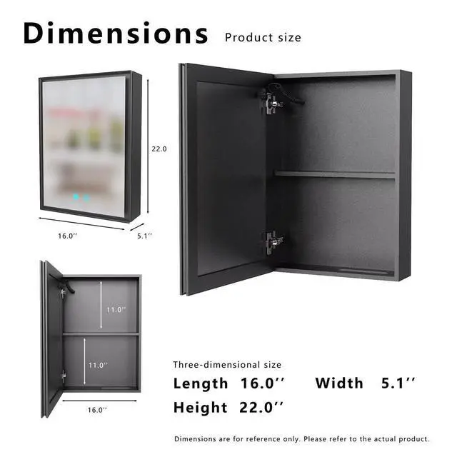 Alt view image 5 of 7 - LED bathroom medicine cabinet with single-color white light,Anti-fogging ,Easy to install Aluminum cabinet.(15.98*22.05 One Door)
