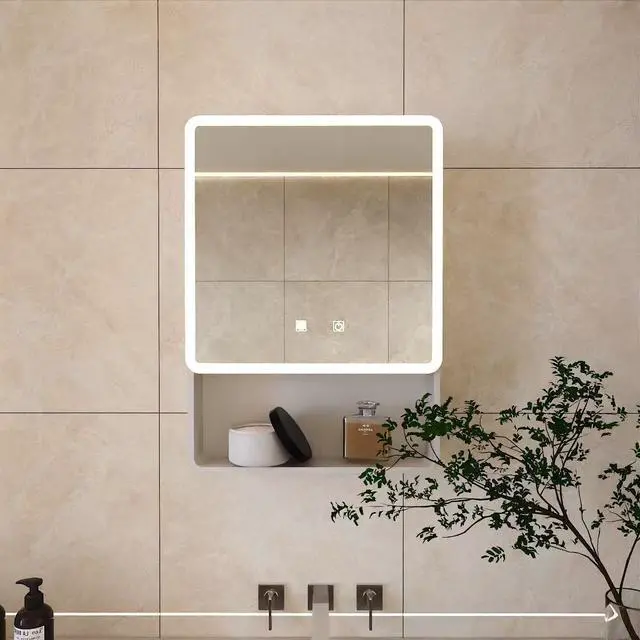 Main image of LED bathroom medicine cabinet with single-color warm light,Anti-fogging ,Easy to install Aluminum-plastic cabinet.(19.69*27.56 One Door)