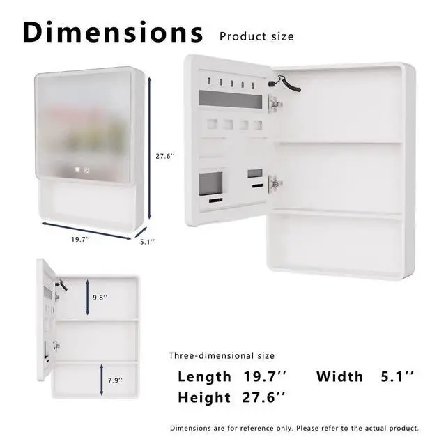 Alt view image 5 of 7 - LED bathroom medicine cabinet with single-color warm light,Anti-fogging ,Easy to install Aluminum-plastic cabinet.(19.69*27.56 One Door)