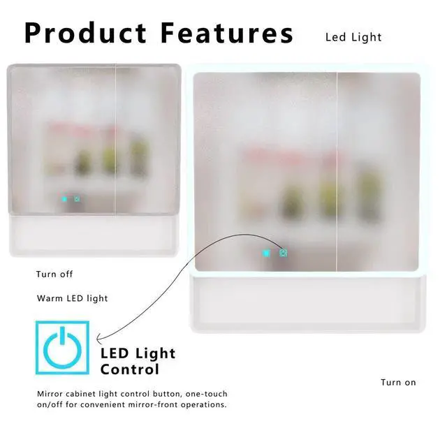 Alt view image 3 of 7 - LED bathroom medicine cabinet with single-color white light ,Anti-fogging ,Easy to install Aluminum-plastic cabinet.(31.5*35.43Two-Door)