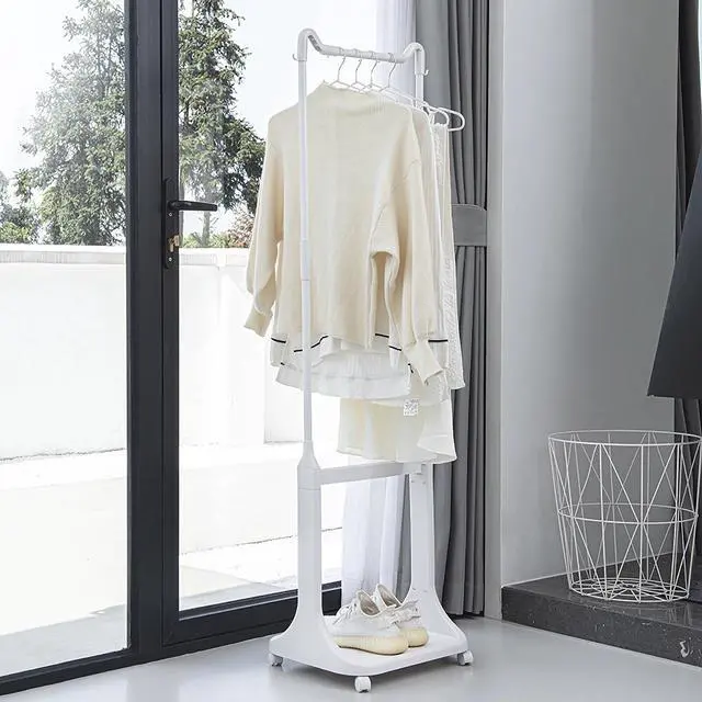 Alt view image 5 of 7 - 2-Tier Laundry Hamper Sorter with Hanging Bar, Rolling Laundry Baskets with Wheels Removable, Stackable Laundry Cart Organizer and Storage for Small Space, Dorm, Closet, Bathroom