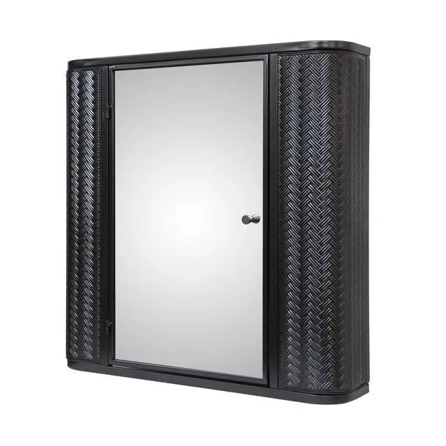 Alt view image 7 of 7 - Wall-Mounted Bathroom Cabinet with Mirror, Metal Framed Mirrored Door Medicine Cabinet, 2 Inner Shelves for Storage, Modern Farmhouse Style, Over Toilet or Vanity Organizer
