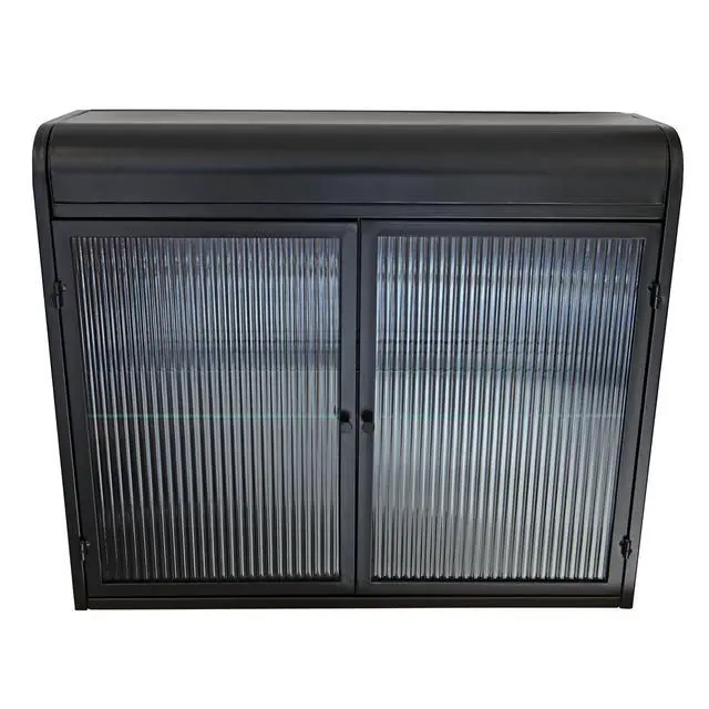 Alt view image 7 of 7 - 2-Door Wall-Mounted Metal Storage Cabinet with Tempered Glass Doors & Shelves for Bathroom, Kitchen, Living Room & Office