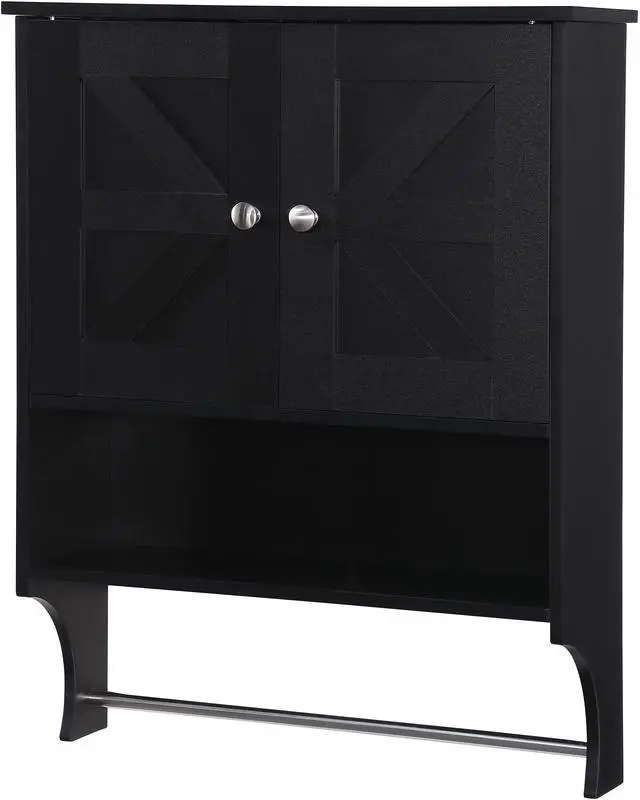 Main image of Over The Toilet Storage Cabinet,Farmhouse Medicine Cabinet with 2 Door and Adjustable Shelves,21.65 x 7.1 x 27.6 Inches, Bathroom, Living Room, Black