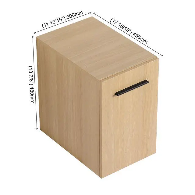 Alt view image 3 of 7 - 12" Floating Bathroom Vanity Single Door Base Cabinet, Light Oak Plywood Wall-Mounted Storage with Black/Aluminum Handles (Sink Not Included)