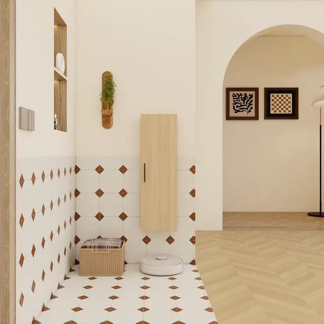 Alt view image 7 of 7 - 12" Tall Floating Bathroom Side Cabinet, Light Oak Plywood Linen Cabinet, Wall-Mounted Single Door Storage with Black/Aluminum Handles