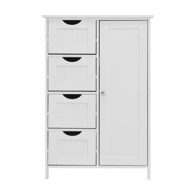 Alt view image 2 of 7 - White Bathroom Storage Cabinet, Floor Cabinet with Adjustable Shelf and Drawers