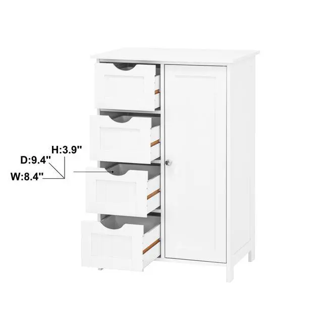 Alt view image 4 of 7 - White Bathroom Storage Cabinet, Floor Cabinet with Adjustable Shelf and Drawers