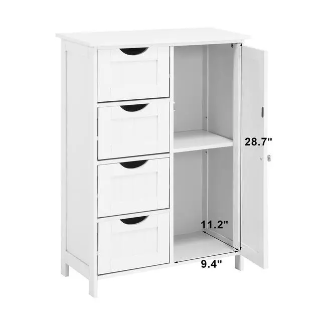 Alt view image 3 of 7 - White Bathroom Storage Cabinet, Floor Cabinet with Adjustable Shelf and Drawers
