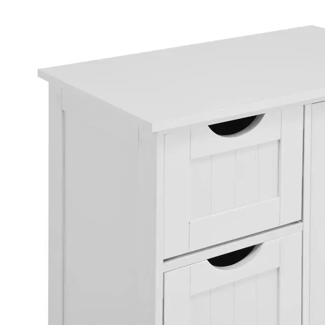 Alt view image 6 of 7 - White Bathroom Storage Cabinet, Floor Cabinet with Adjustable Shelf and Drawers