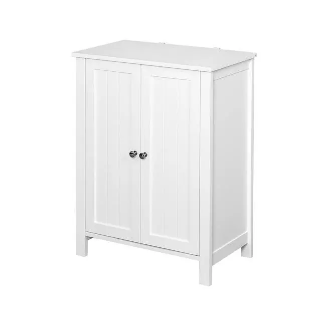 Alt view image 2 of 7 - Bathroom Floor Storage Cabinet with Double Door Adjustable Shelf, White