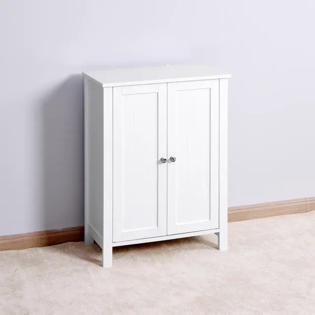 Alt view image 6 of 7 - Bathroom Floor Storage Cabinet with Double Door Adjustable Shelf, White