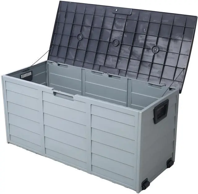 Main image of All Weather UV Pool Deck Box Storage Shed Bin Backyard Patio Outdoor w/ Wheel,75 Gallon Resin Deck Box-Organization and Storage for Patio Furniture Outdoor Cushions,Garden Tools and Pool Toys