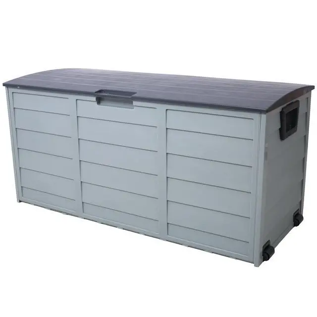 Alt view image 6 of 7 - All Weather UV Pool Deck Box Storage Shed Bin Backyard Patio Outdoor w/ Wheel,75 Gallon Resin Deck Box-Organization and Storage for Patio Furniture Outdoor Cushions,Garden Tools and Pool Toys