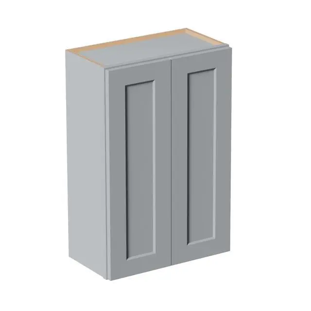 Alt view image 6 of 7 - Gray Shaker Solid Wood Wall Cabinet with Soft-Close Doors, Adjustable Shelves - 24" Double Door Storage for Kitchen, Bathroom, Laundry, Garage (Easy Assembly, 24"W x 12"D x 36"H)