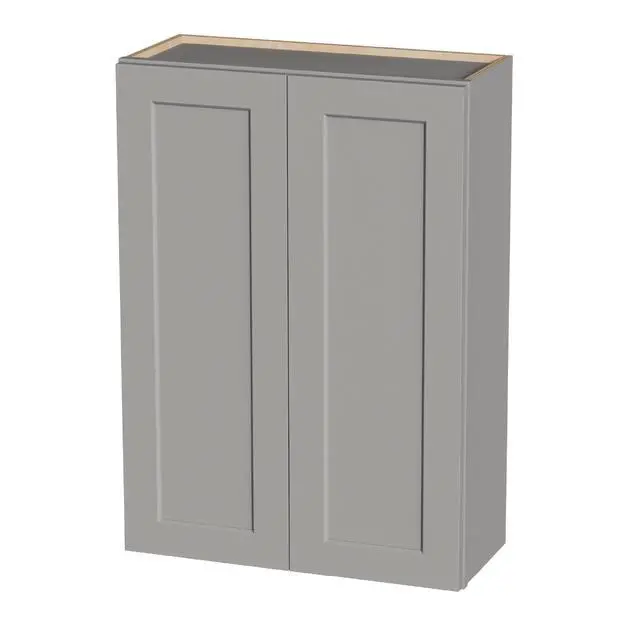 Alt view image 4 of 7 - Gray Shaker Solid Wood Wall Cabinet with Soft-Close Doors, Adjustable Shelves - 30" Double Door Storage for Kitchen, Bathroom, Laundry, Garage (Easy Assembly, 30"W x 12"D x 42"H)