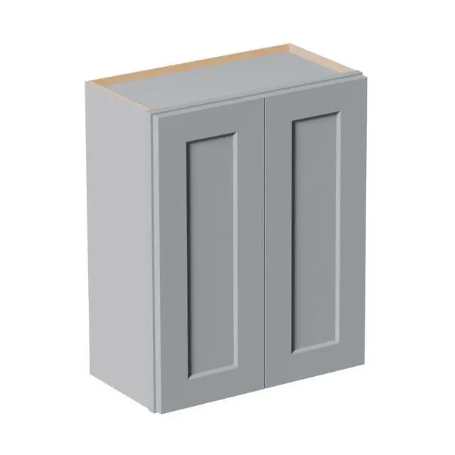 Alt view image 5 of 7 - Gray Shaker Solid Wood Wall Cabinet with Soft-Close Doors, Adjustable Shelves - 24" Double Door Storage for Kitchen, Bathroom, Laundry, Garage (Easy Assembly, 24"W x 12"D x 30"H)