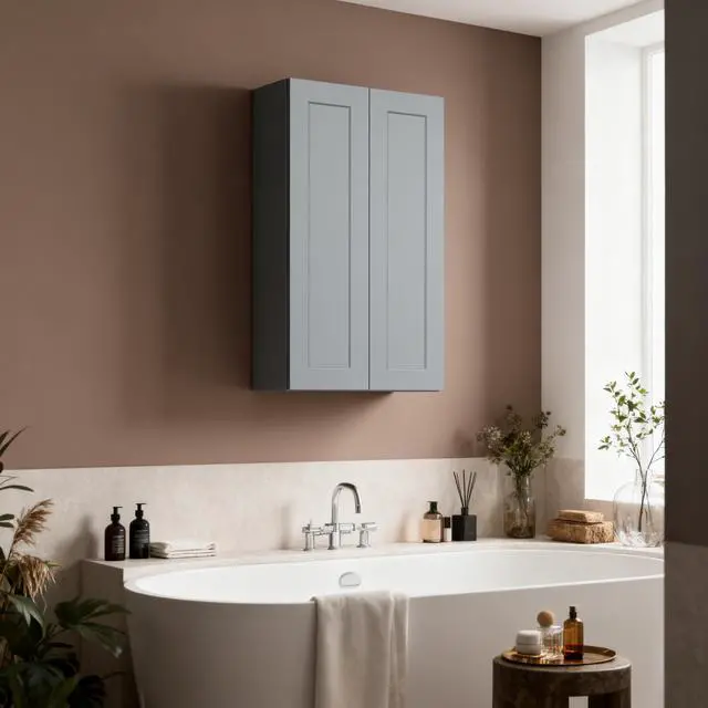Alt view image 2 of 7 - Gray Shaker Solid Wood Wall Cabinet with Soft-Close Doors, Adjustable Shelves - 30" Double Door Storage for Kitchen, Bathroom, Laundry, Garage (Easy Assembly, 30"W x 12"D x 42"H)
