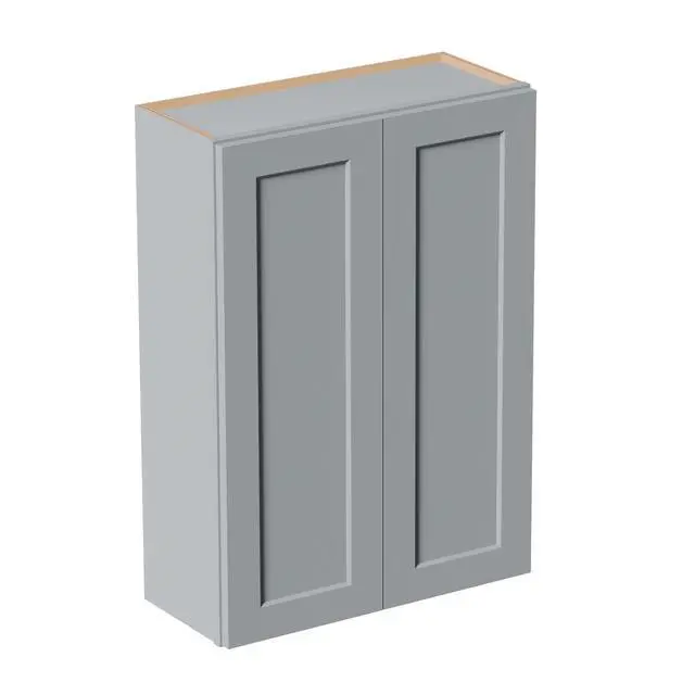 Alt view image 7 of 7 - Gray Shaker Solid Wood Wall Cabinet with Soft-Close Doors, Adjustable Shelves - 30" Double Door Storage for Kitchen, Bathroom, Laundry, Garage (Easy Assembly, 30"W x 12"D x 42"H)