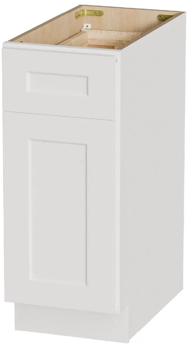 Main image of 12" White Shaker Base Cabinet with Soft-Close Door,Drawer,Space-Saving Solid Wood Unit with Adjustable Shelf for Kitchen, Bath, Laundry, Garage (12"W x 24"D x 34.5"H)
