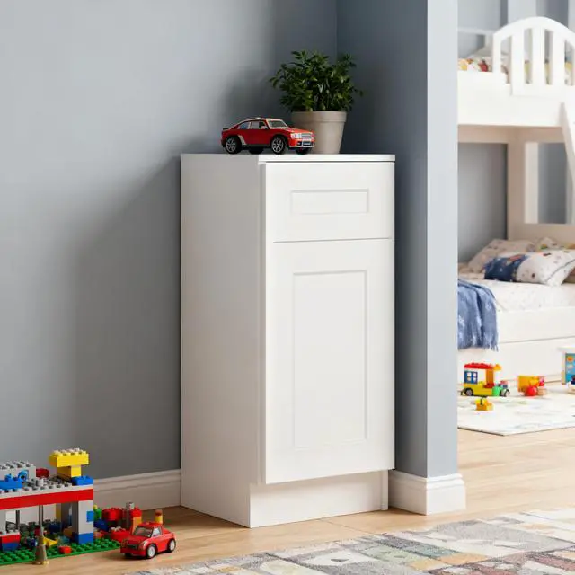 Alt view image 2 of 6 - 12" White Shaker Base Cabinet with Soft-Close Door,Drawer,Space-Saving Solid Wood Unit with Adjustable Shelf for Kitchen, Bath, Laundry, Garage (12"W x 24"D x 34.5"H)