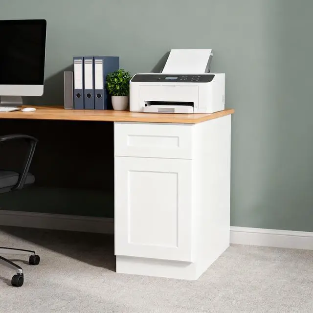Alt view image 5 of 6 - 12" White Shaker Base Cabinet with Soft-Close Door,Drawer,Space-Saving Solid Wood Unit with Adjustable Shelf for Kitchen, Bath, Laundry, Garage (12"W x 24"D x 34.5"H)