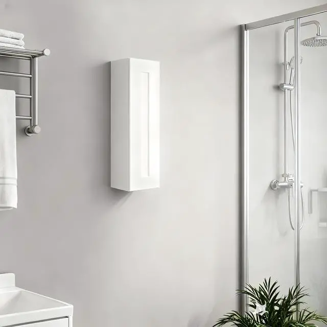 Alt view image 2 of 7 - Maximize Small Space-9"Solid Wood Shaker Cabinet.Features soft-close door,2 adjustable shelves.Ideal for kitchen, bathroom, laundry,garage.Easy assembly.(9"Wx12"Dx30"H)