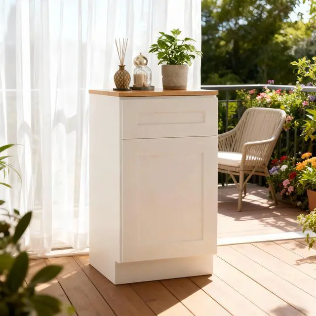 Alt view image 4 of 6 - 12" White Shaker Base Cabinet with Soft-Close Door,Drawer,Space-Saving Solid Wood Unit with Adjustable Shelf for Kitchen, Bath, Laundry, Garage (12"W x 24"D x 34.5"H)