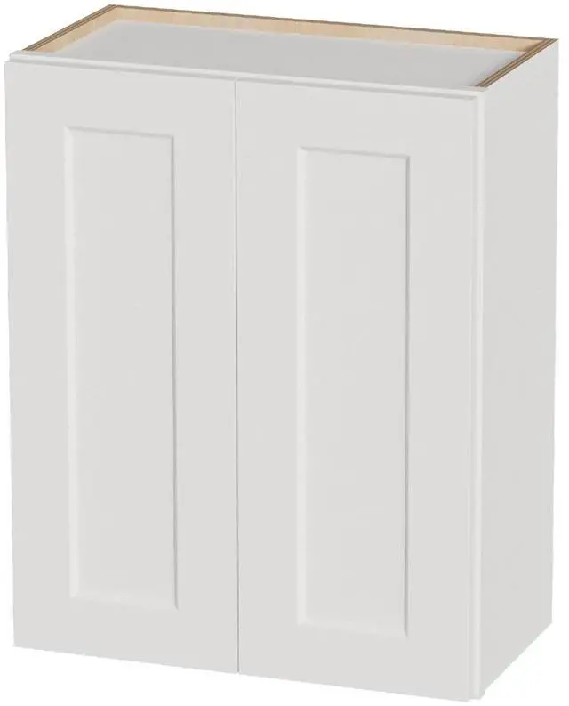 Main image of White Shaker Solid Wood Wall Cabinet with Soft-Close Doors, Adjustable Shelves - 24" Double Door Storage for Kitchen, Bathroom, Laundry, Garage (Easy Assembly, 24"W x 12"D x 30"H)
