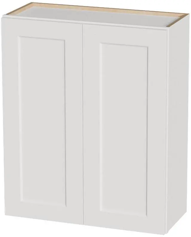 Main image of White Shaker Solid Wood Wall Cabinet with Soft-Close Doors, Adjustable Shelves - 30" Double Door Storage for Kitchen, Bathroom, Laundry, Garage (Easy Assembly, 30"W x 12"D x 30"H)