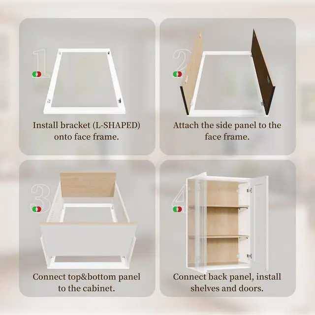 Alt view image 6 of 7 - White Shaker Solid Wood Wall Cabinet with Soft-Close Doors, Adjustable Shelves - 27" Double Door Storage for Kitchen, Bathroom, Laundry, Garage (Easy Assembly, 27"W x 12"D x 30"H)
